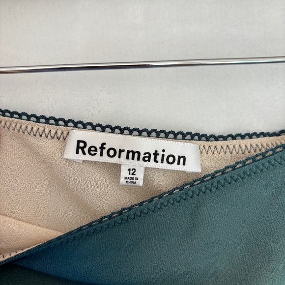 Reformation womens brown blue green y2k casual Layla Skirt Blur midi size 12 - Picture 6 of 7